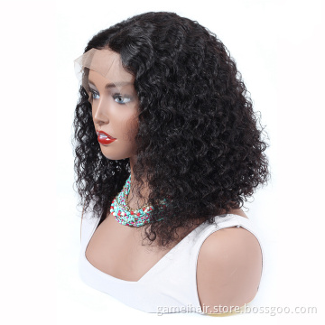 Kinky Curly Virgin Human Hair Short Bob Lace Front Wig Vendor Brazilian Cuticle Aligned Hair Extension Bob Wigs For Black Women